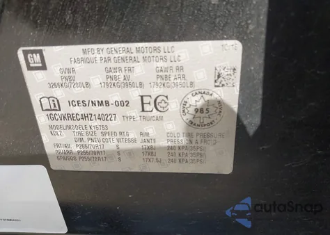 2017 Chevrolet Silverado 1500 1Lt/2Lt from USA, damaged, VIN 1GCVKREC4HZ140227